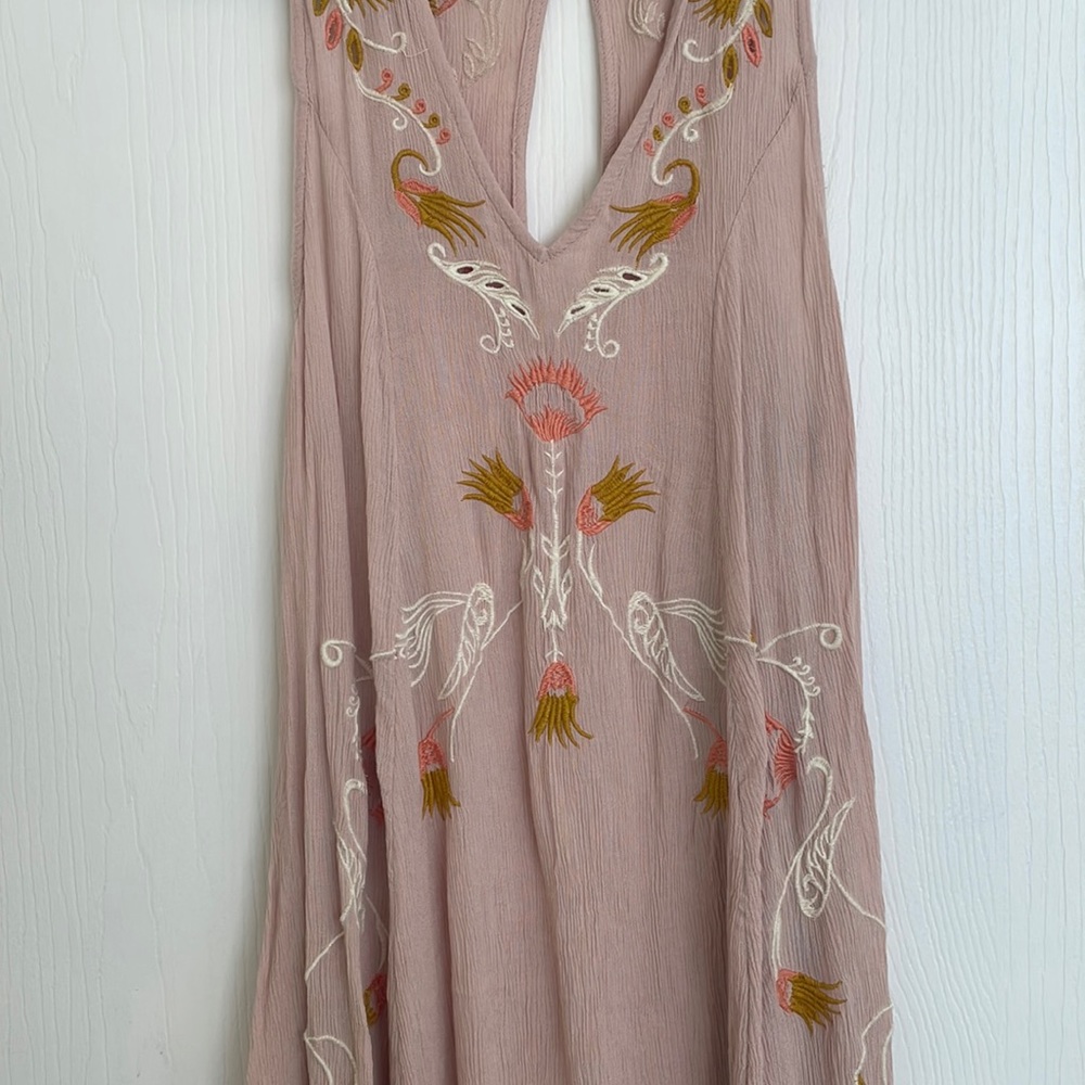 NWOT Free People embroidered tunic with lace up sides
